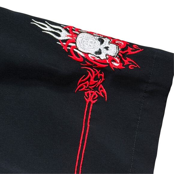 Dragonfly Shirt Mens Black Tribal Skulls Guy Casino Art Las Vegas Button Front M - Picture 4 of 6